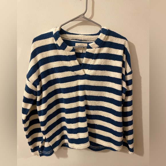Madewell NWOT Loop Terry Long Sleeve Notched Sweatshirt Women’s Small - Picture 3 of 4
